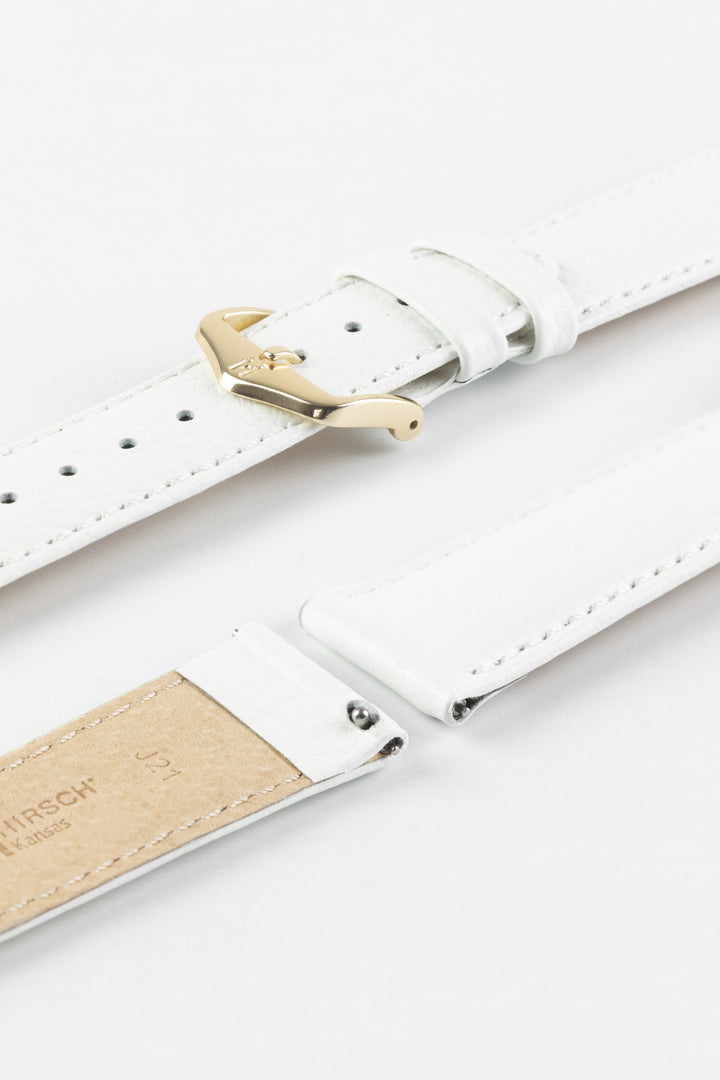 Kansas Buffalo Embossed Leather Watch Strap QR, Medium, 14mm Wide - White - 01502100-1-14-GB