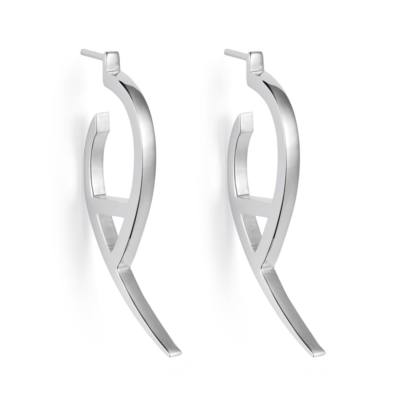 Flick Plain Earrings - Silver - 23EFss