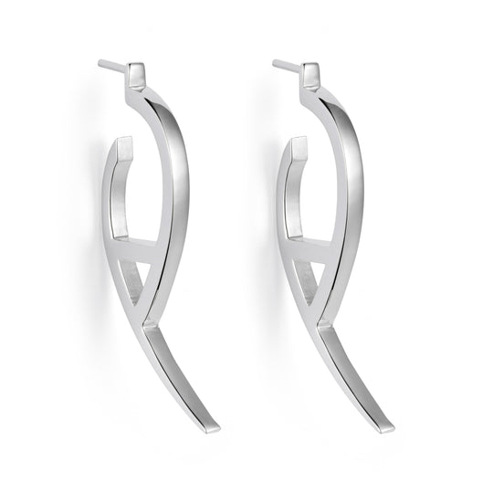 Flick Plain Earrings - Silver - 23EFss