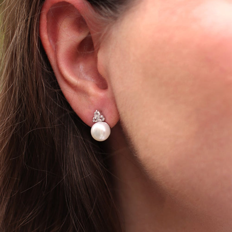 Soiree White Freshwater Pearl Earrings - Silver - 1815610