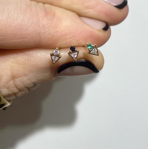 AZ Tri Diamond Stud Earring, 6.5 Screw Back - 9ct Yellow Gold - ST-AZ-TRI-WD-SC6.5