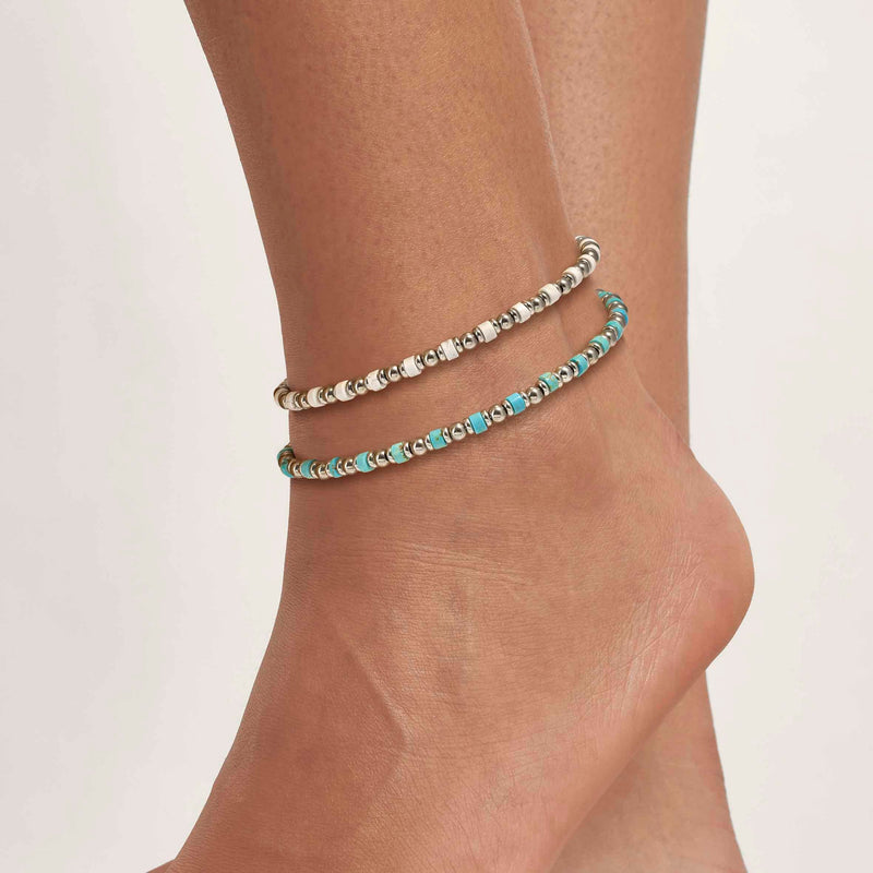 Instinct Style Anklet - Turquoise/Silver - 027934/003