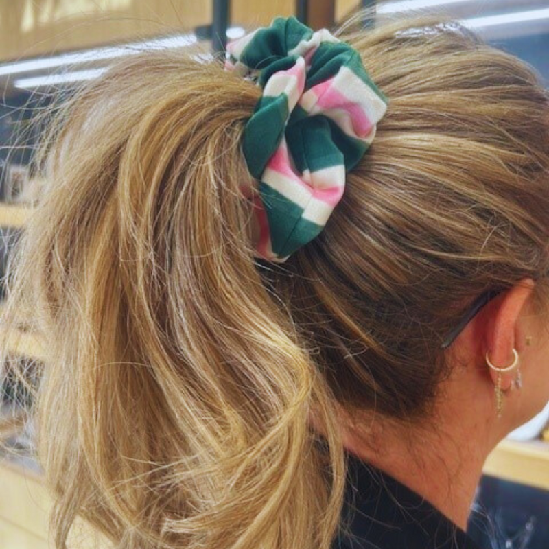 Lucy Exclusive Scrunchie - Green/Blush Velvet