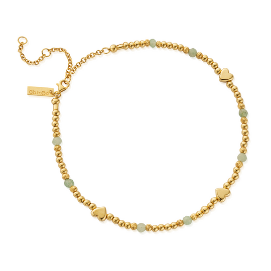 New Love Aventurine Anklet - Gold - GANAHEART