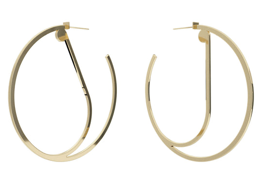 Large Alphabet Hoop Earrings, Letter J - Gold