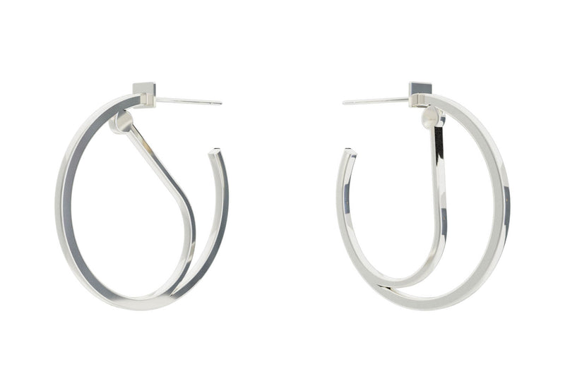 Small Alphabet Hoop Earring, Single Letter J, Left - Silver