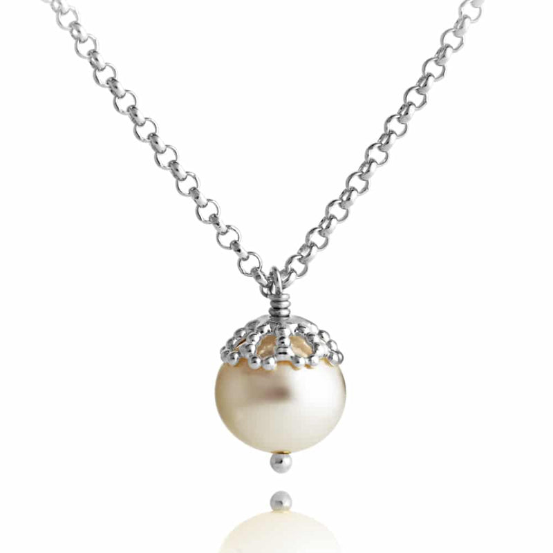 Emma Kate Filigree Pearl Pendant - Silver - 1639865