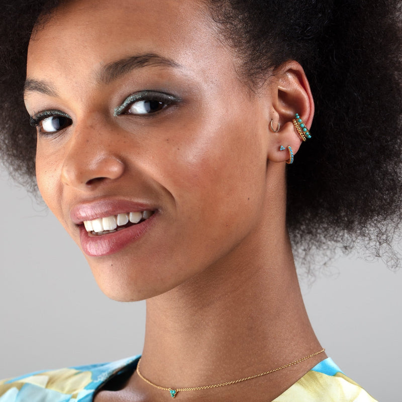 Turquoise Trinity Stud Earrings - Silver - SPS-253