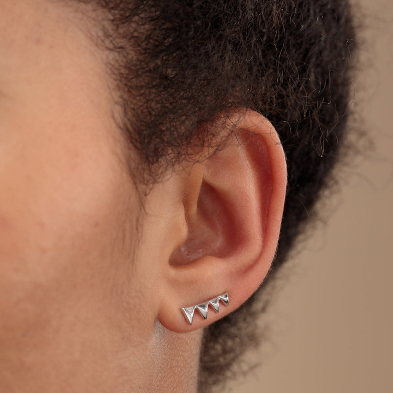 Rebel Ear Climber Earrings - Silver - SPS-247a
