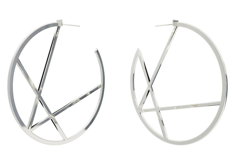 Large Alphabet Hoop Earring, Single Letter K, Left - Silver