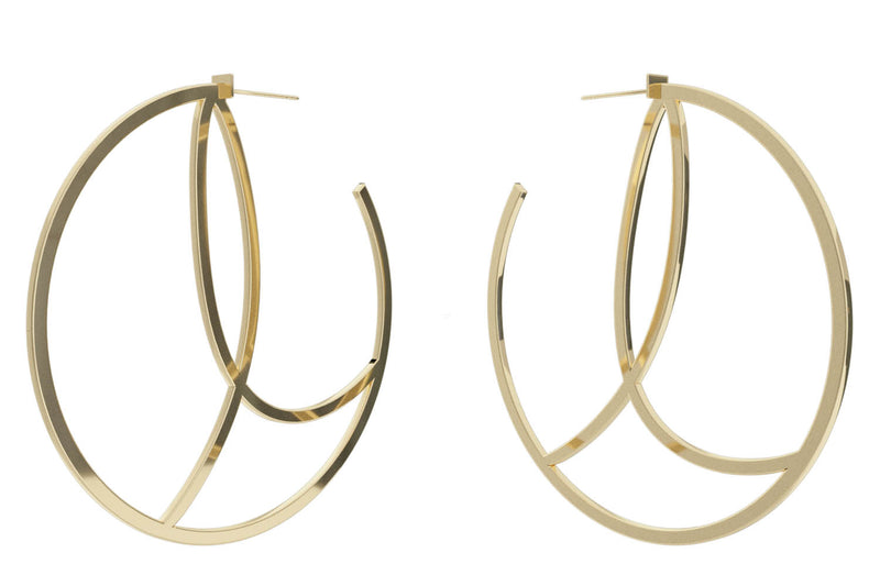 Large Alphabet Hoop Earring, Single Letter L, Right - Gold