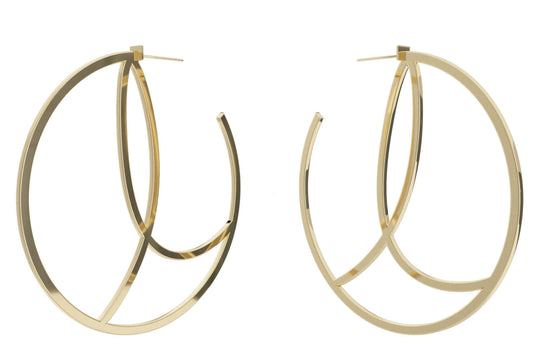 Large Alphabet Hoop Earrings, Letter L - Gold