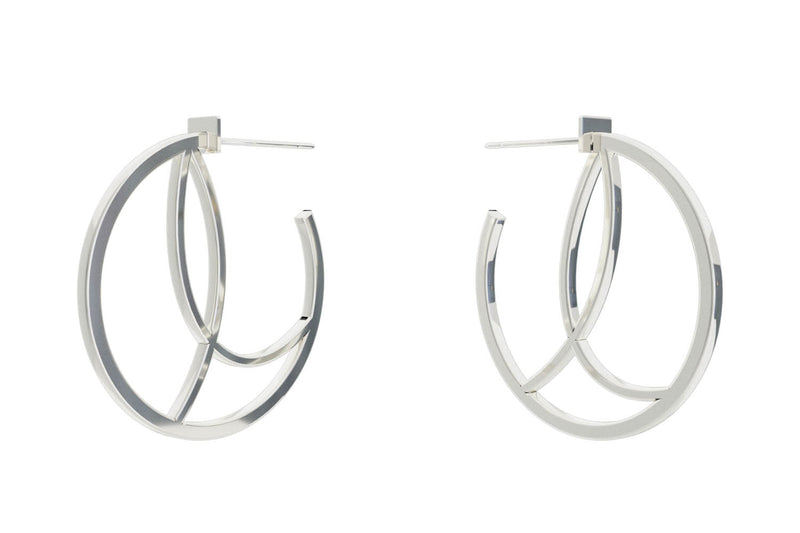 Small Alphabet Hoop Earring, Single Letter L, Right - Silver