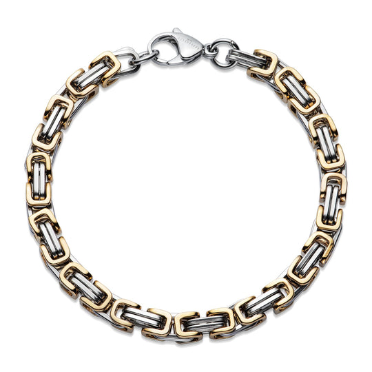 Steel Byzantine Chain Bracelet, Polished - Silver/Gold - LAB-241