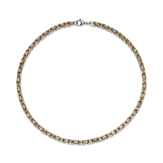 Steel Byzantine Chain Necklace - Silver/Gold - LAK-241/50CM