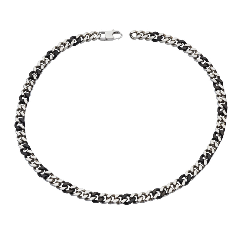 Stainless Steel Necklace - Black/Silver - LAK-251/50CM