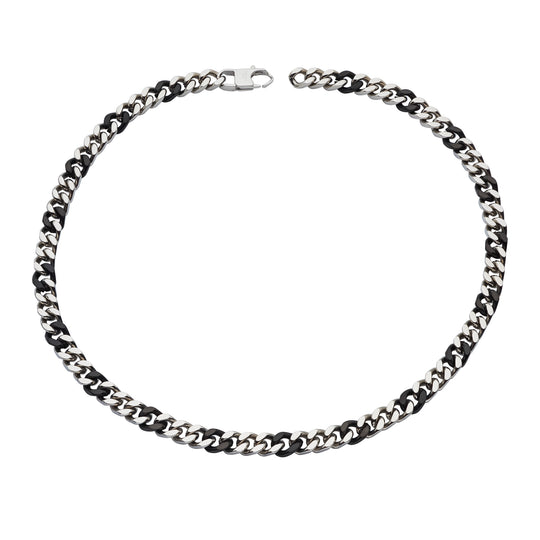 Stainless Steel Necklace - Black/Silver - LAK-251/50CM