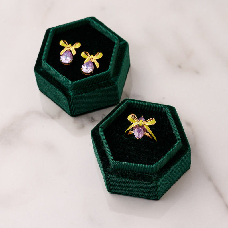 Amelia Bow Stud Earrings, Lime & Lilac - Gold - AS22TRE33