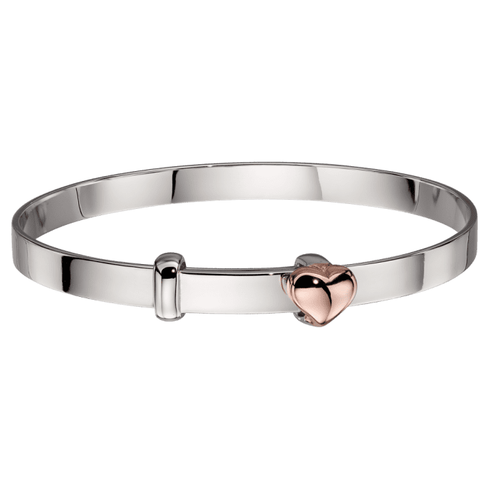 Fleur Children's Heart Bangle - Silver/Rose - LSB0212