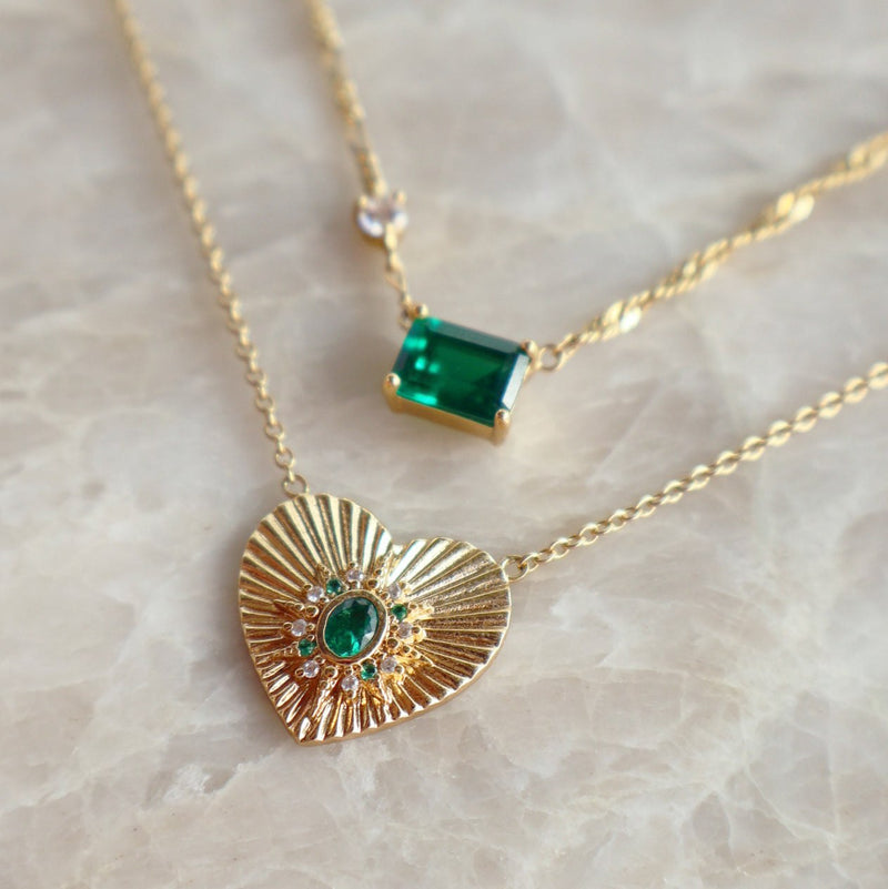 Luna Heart Necklace - Gold/Green - ASSGN