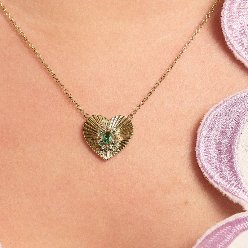 Luna Heart Necklace - Gold/Green - ASSGN