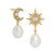 Luna Mismatch Star/Moon Stud Drop Earrings - Gold - AS22SGE31