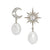 Luna Mismatch Star/Moon Stud Drop Earrings - Silver - AS22SGE32