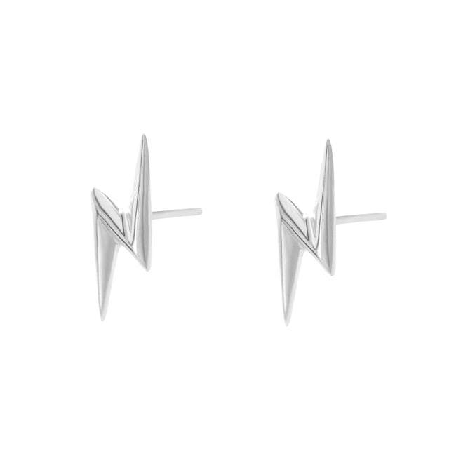 Lightning Bolt Stud Earrings - Silver - SPSESBOLT