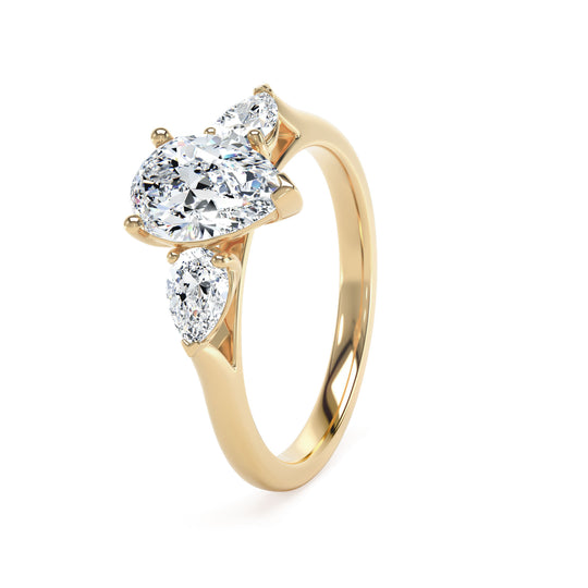 18ct Yellow Gold, Pear Cut, Laboratory Grown Diamond Engagement Ring - 2.00ct