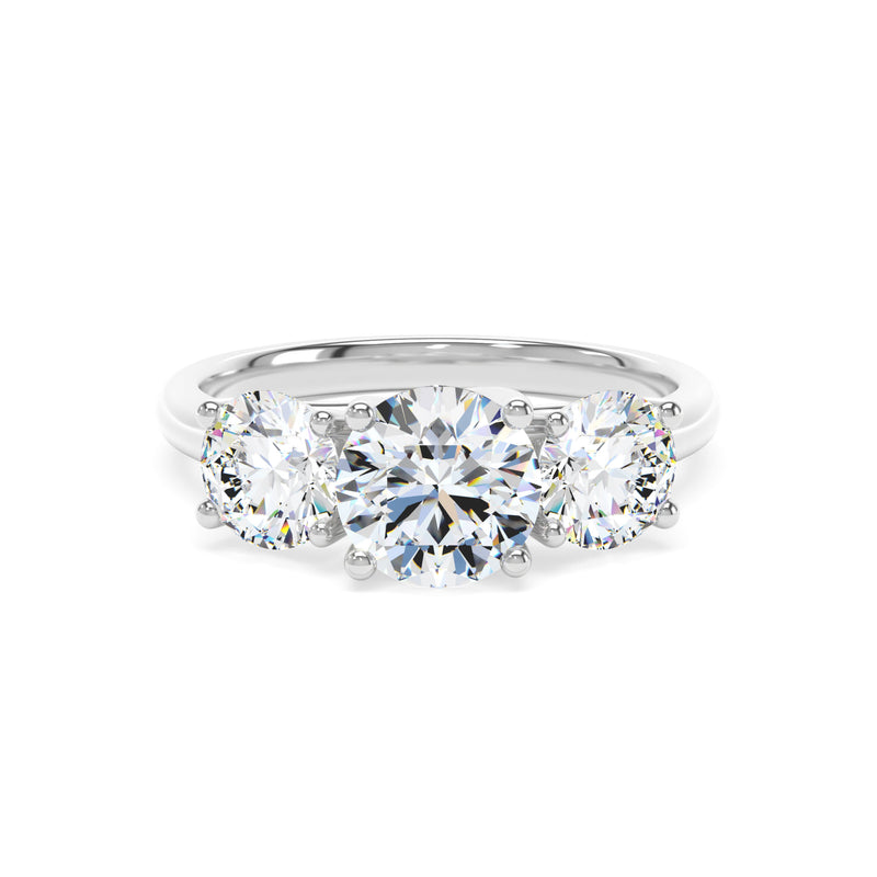 Platinum, Round Brilliant Cut, Laboratory Grown, Trilogy Diamond Engagement Ring - 2.90ct