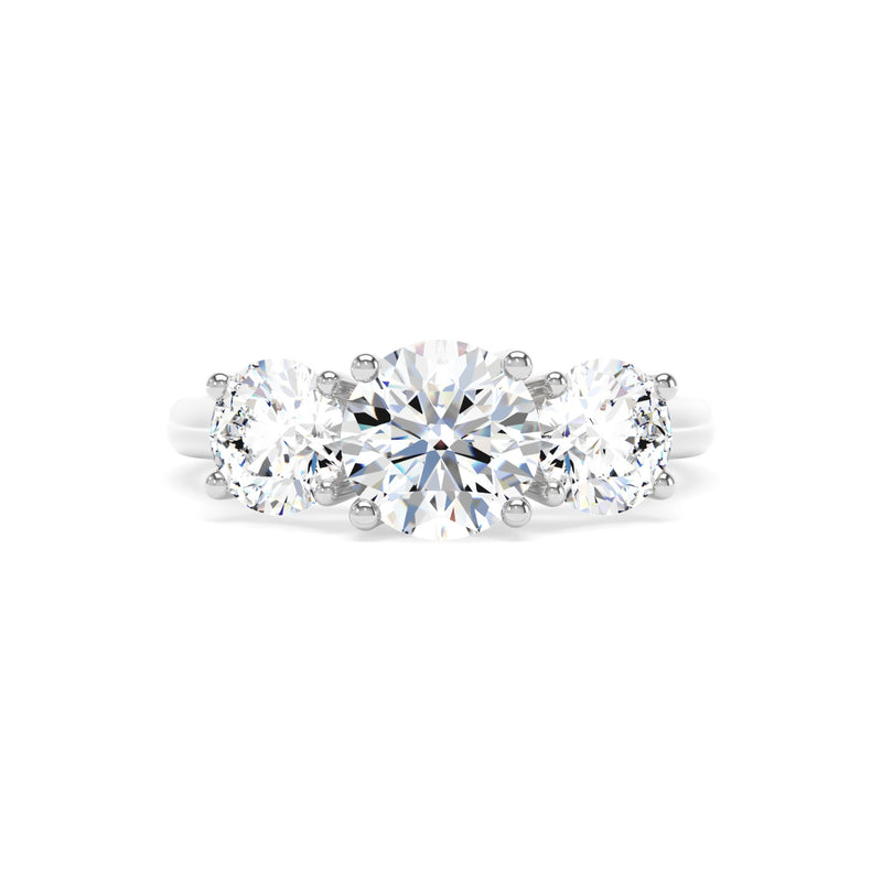 Platinum, Round Brilliant Cut, Laboratory Grown, Trilogy Diamond Engagement Ring - 2.90ct