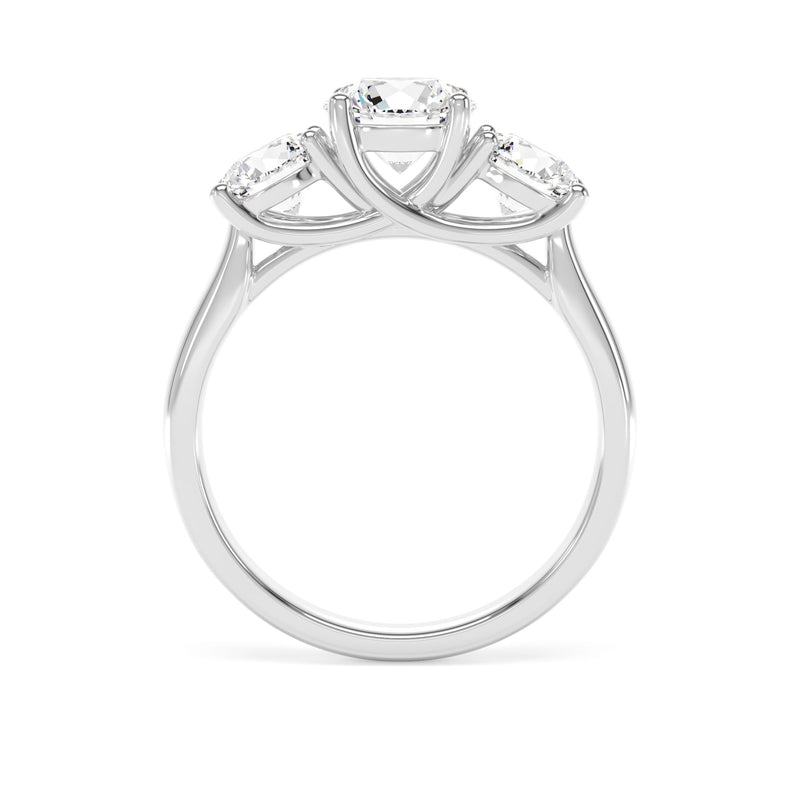 Platinum, Round Brilliant Cut, Laboratory Grown, Trilogy Diamond Engagement Ring - 2.90ct