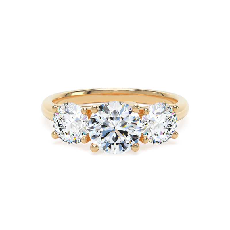 18ct Yellow Gold, Round Brilliant Cut, Laboratory Grown, Trilogy Diamond Engagement Ring - 2.00ct