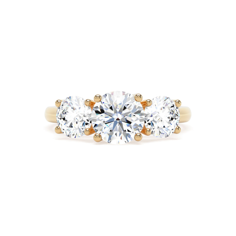 18ct Yellow Gold, Round Brilliant Cut, Laboratory Grown, Trilogy Diamond Engagement Ring - 2.00ct