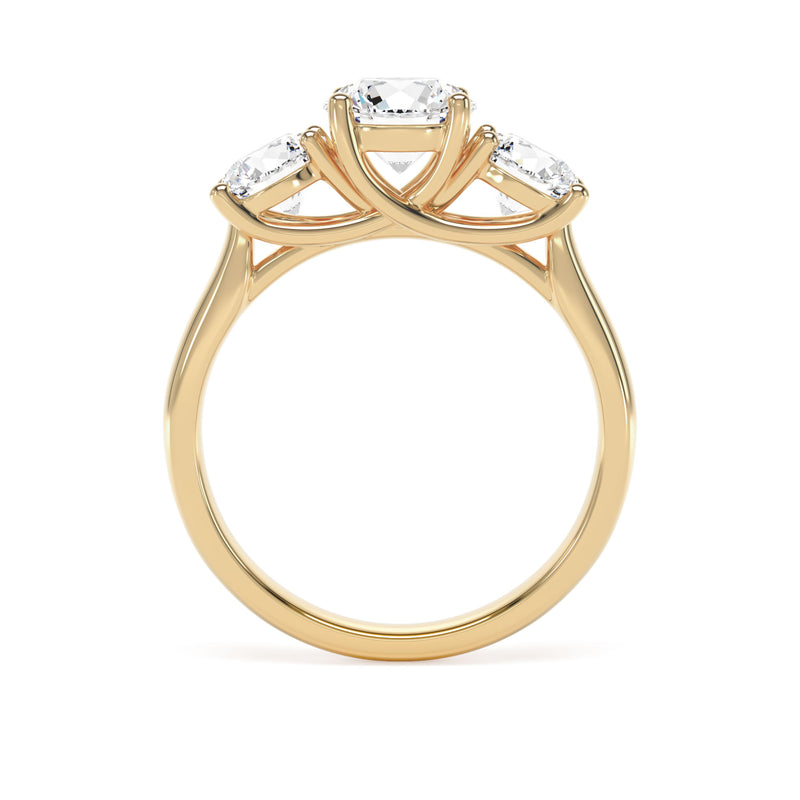 18ct Yellow Gold, Round Brilliant Cut, Laboratory Grown, Trilogy Diamond Engagement Ring - 2.00ct