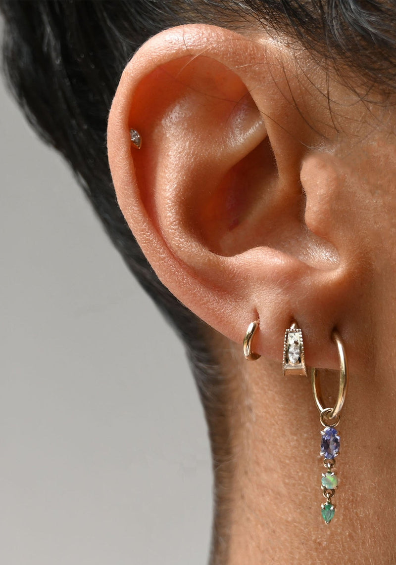 Multi Gemstone Claw Droplet Plaque - 9ct Yellow Gold - TRIP-C-DR-MOR-EM-BS