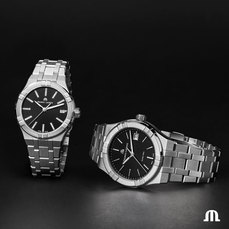 Aikon Quartz Ladies Black Dial, 35mm - Stainless Steel Bracelet - AI1106-SS002-350-1