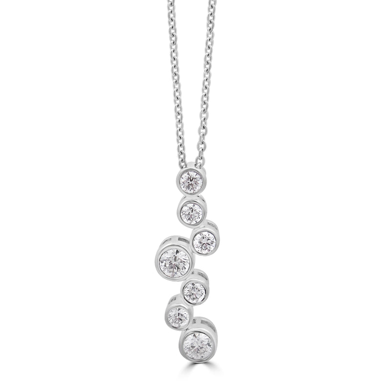 18ct White Gold Round Brilliant Cut Diamond Bubble Drop Pendant & Chain - 0.51ct