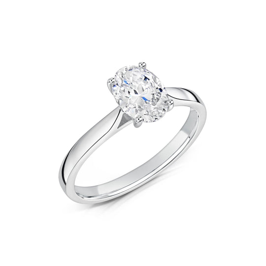 Platinum Oval Cut Laboratory Grown Diamond Engagement Ring - 0.76ct