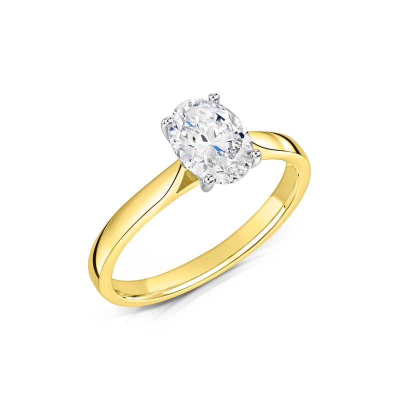 18ct Yellow Gold Oval Cut Laboratory Grown Diamond Engagement Ring - 1.80ct