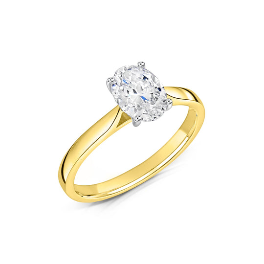 18ct Yellow Gold Oval Cut Laboratory Grown Diamond Engagement Ring - 1.03ct