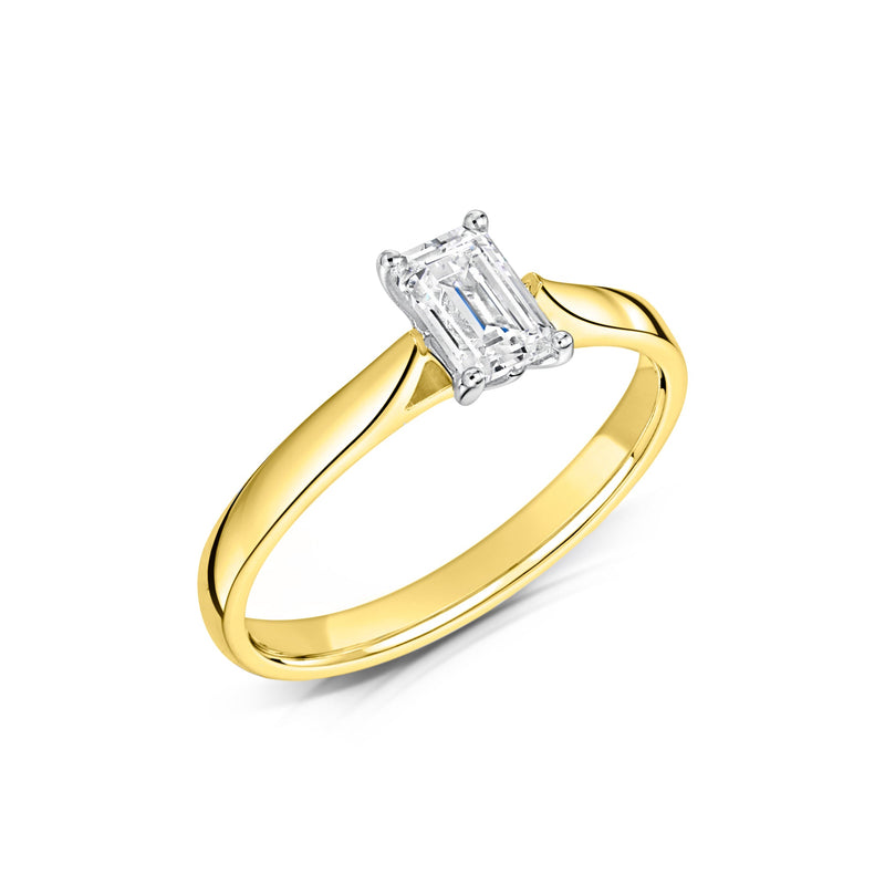 18ct Yellow Gold Emerald Cut Laboratory Grown Diamond Engagement Ring - 2.04ct