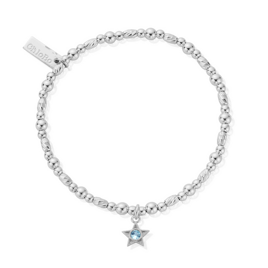 March Birthstone Bracelet - Silver - SBBCB3484