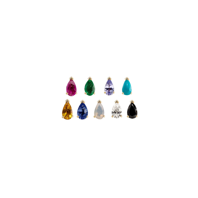 Mini Claw Pear Cut Sapphire Stud Earring, 6.5mm Screw Back - 9ct Yellow Gold - ST-C-PE-BS-SC6.5