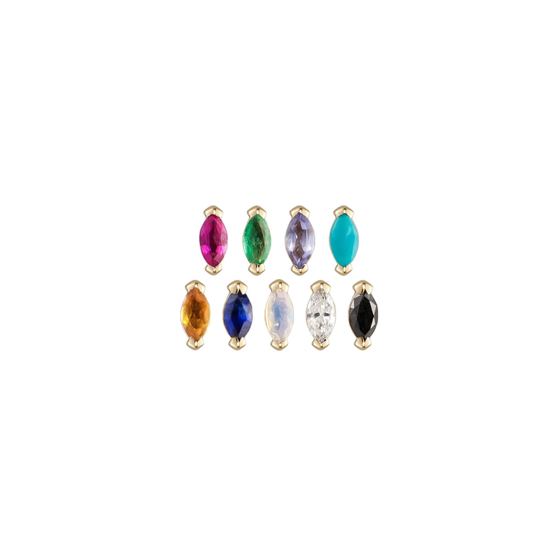 Mini Claw Marquise Cut Turquoise Stud Earring, Butterfly Back - 9ct Yellow Gold - ST-MQ-TURQ
