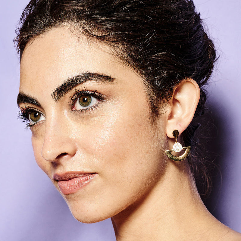 Mini Fan CZ Earrings - Silver