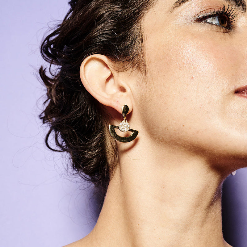 Mini Fan CZ Earrings - Silver