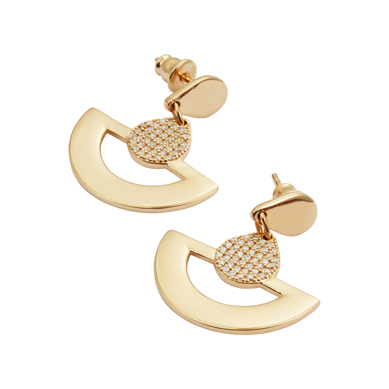 Mini Fan CZ Earrings - Gold