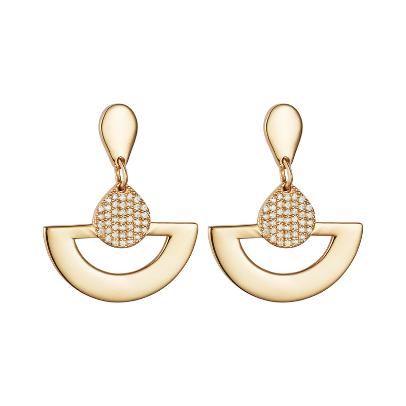 Mini Fan CZ Earrings - Gold