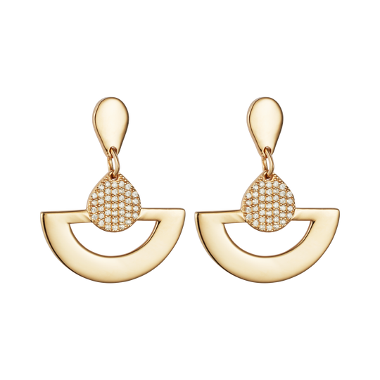 Mini Fan CZ Earrings - Gold